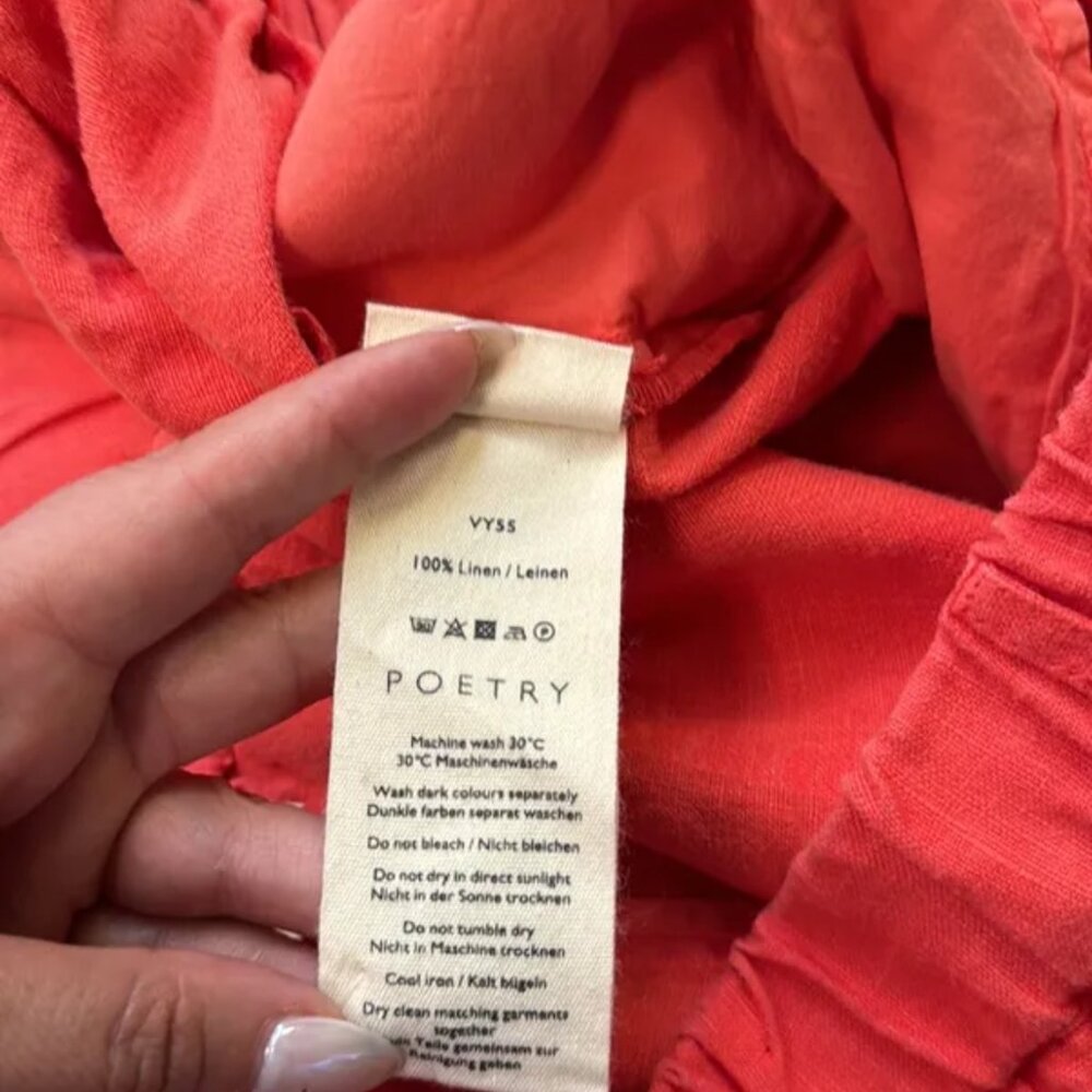 NWT Poetry Cropped Trousers Garment Dyed Linen OS - Picture 11 of 16